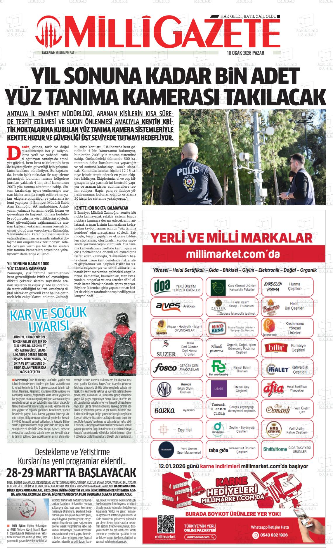 Milli Gazete Gazetesi 18.01.2026