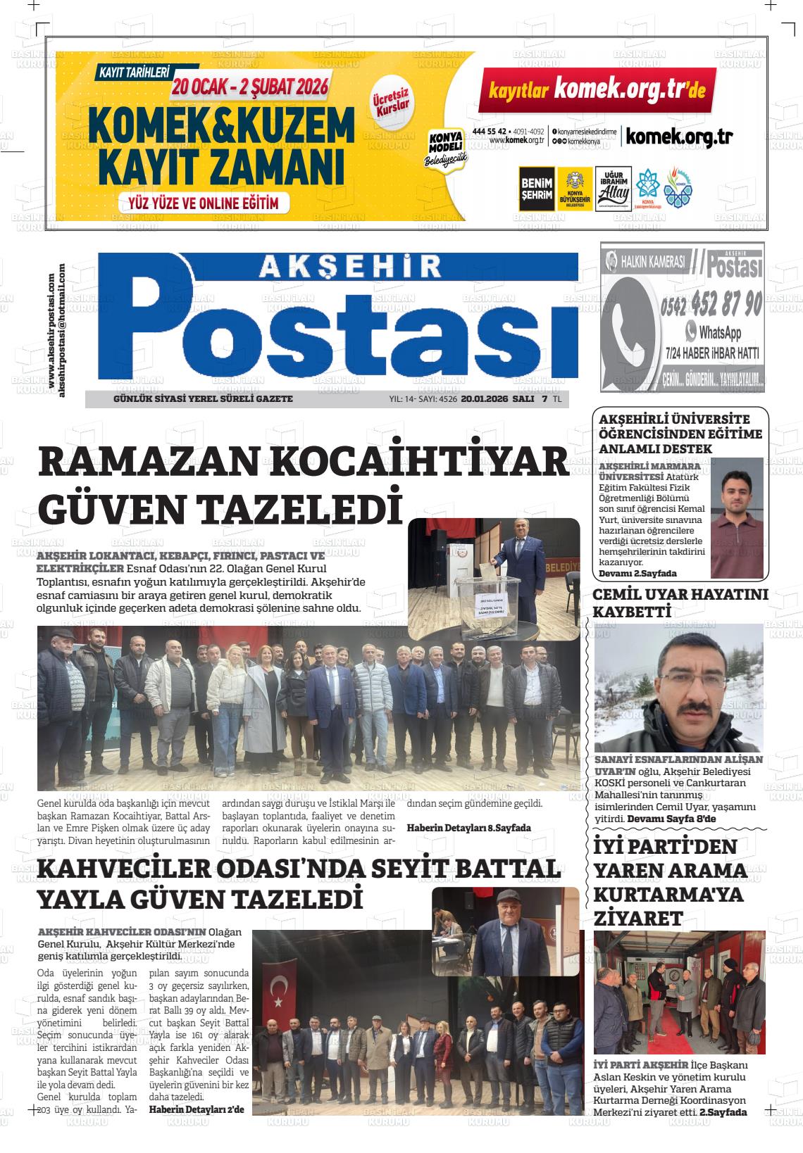 Konya Aksehirpostasi 20.01.2026