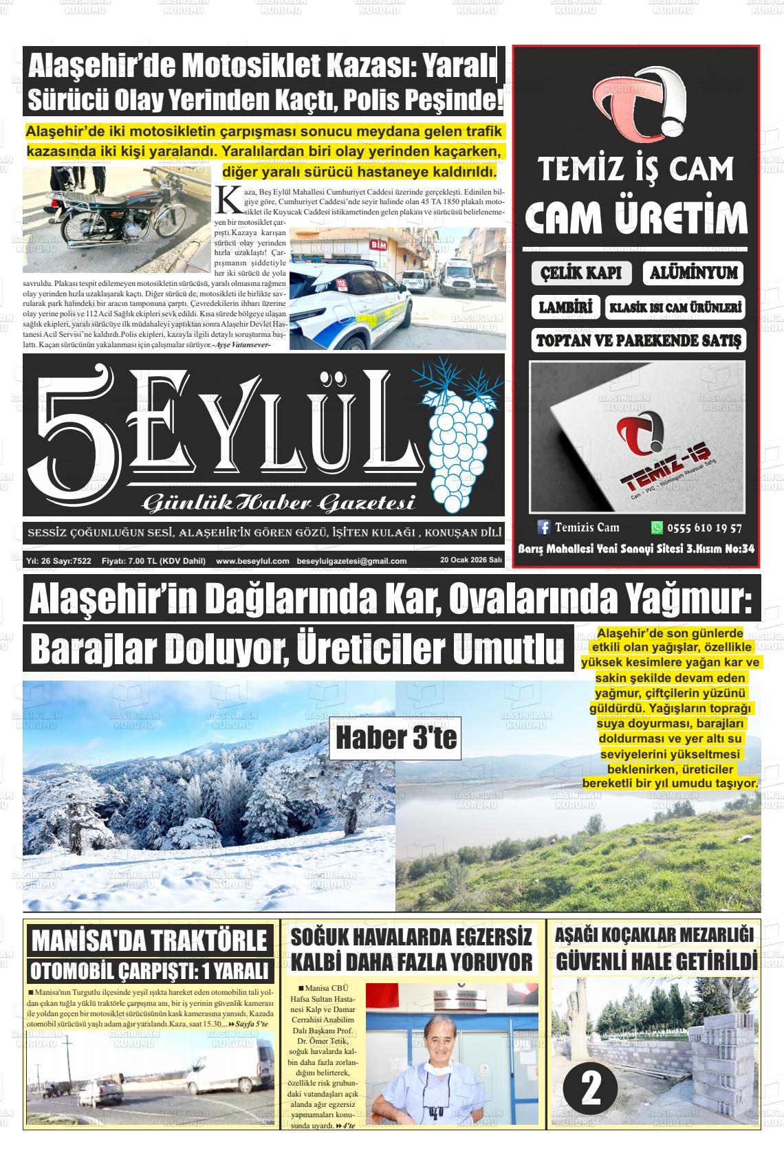 Manisa Alasehir 5 Eylul 20.01.2026