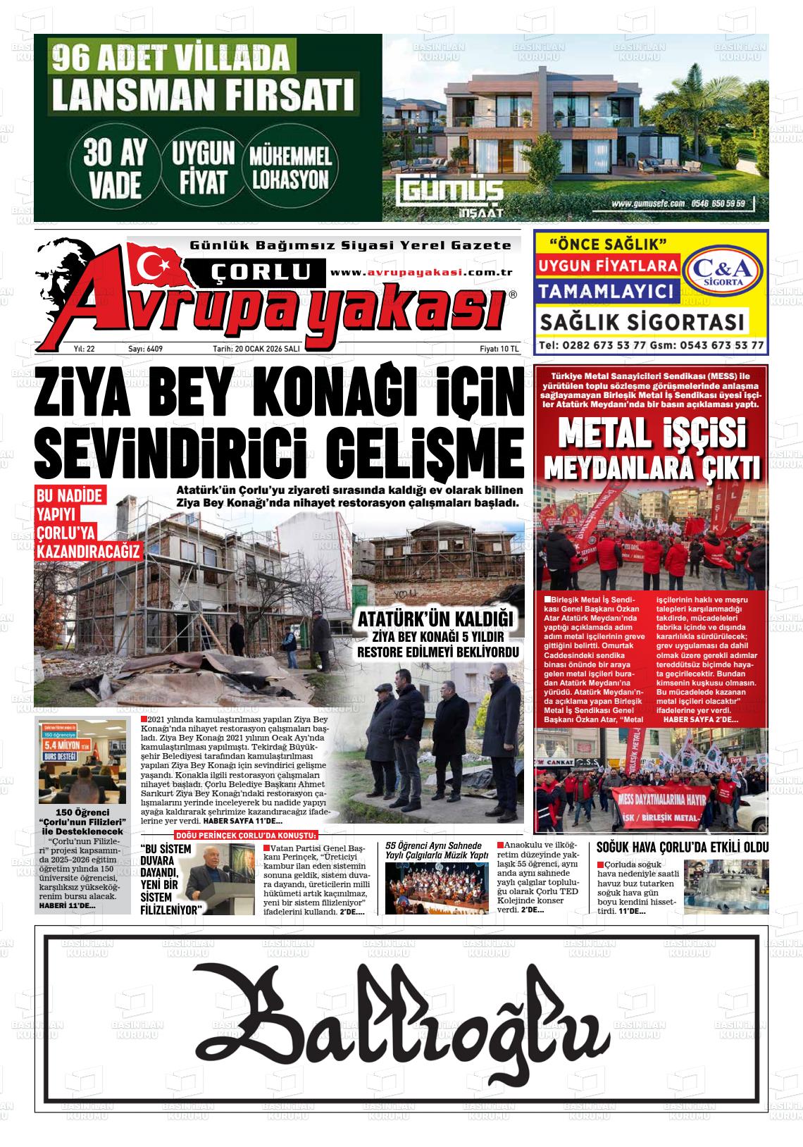 Tekirdag Avrupayakasi 20.01.2026