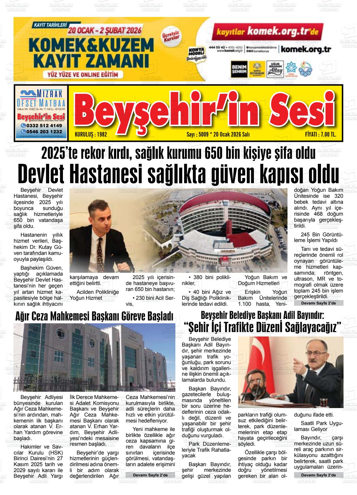 Konya Beysehirinsesi 20.01.2026