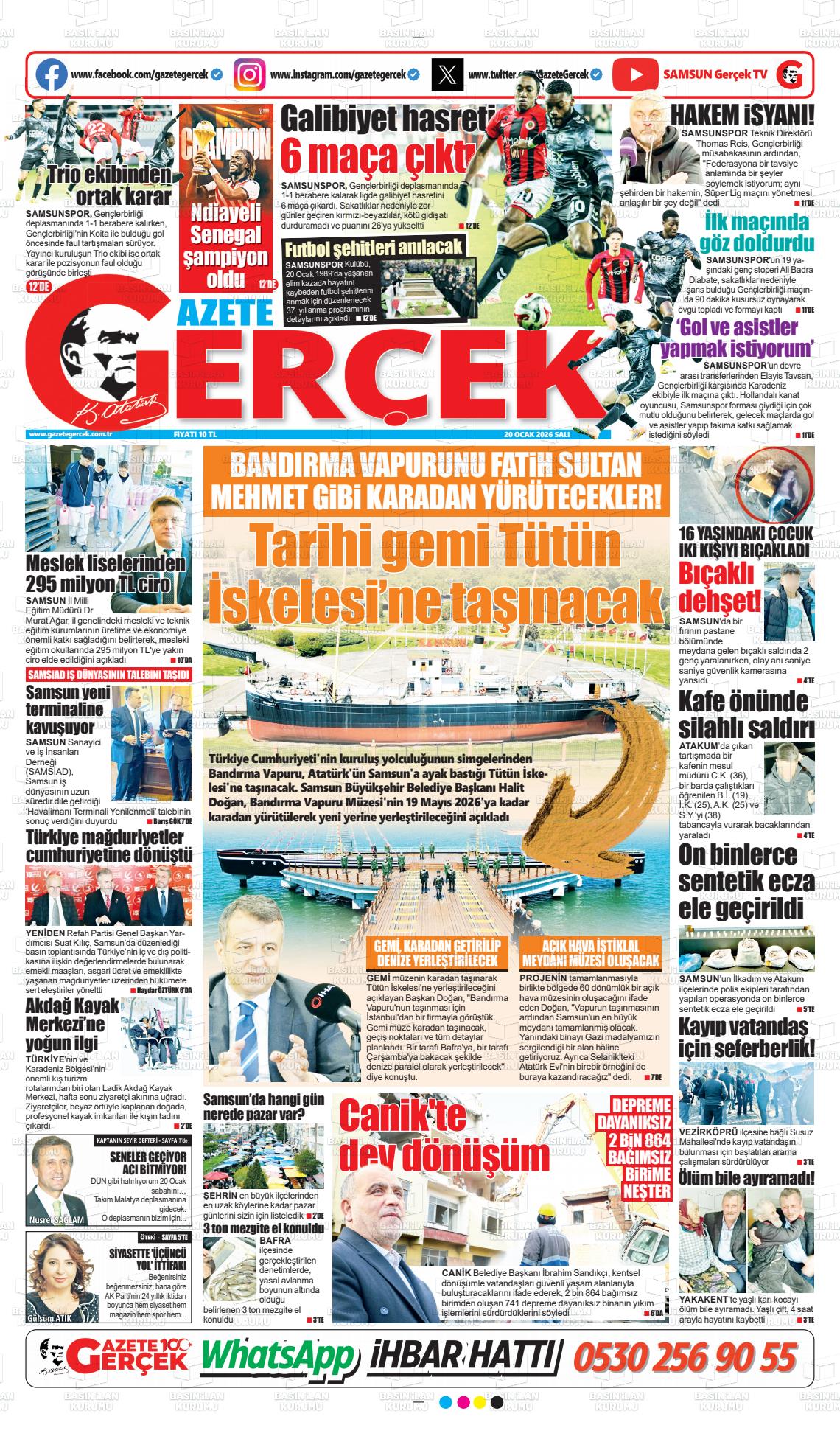 Samsun Gazetegercek 20.01.2026