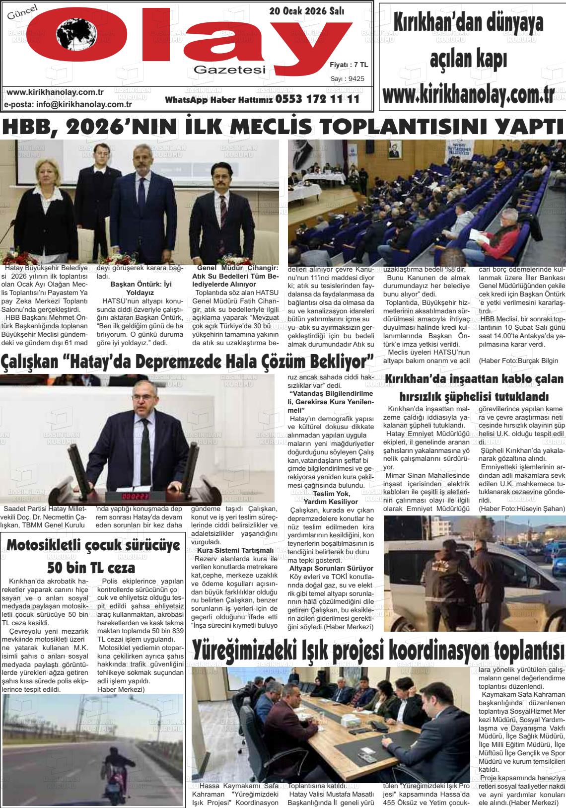 Hatay Guncelolay 20.01.2026