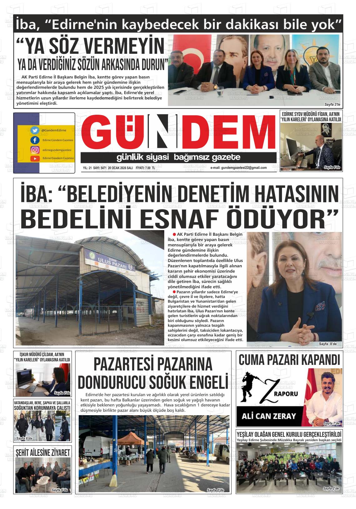 Edirne Gundem 20.01.2026