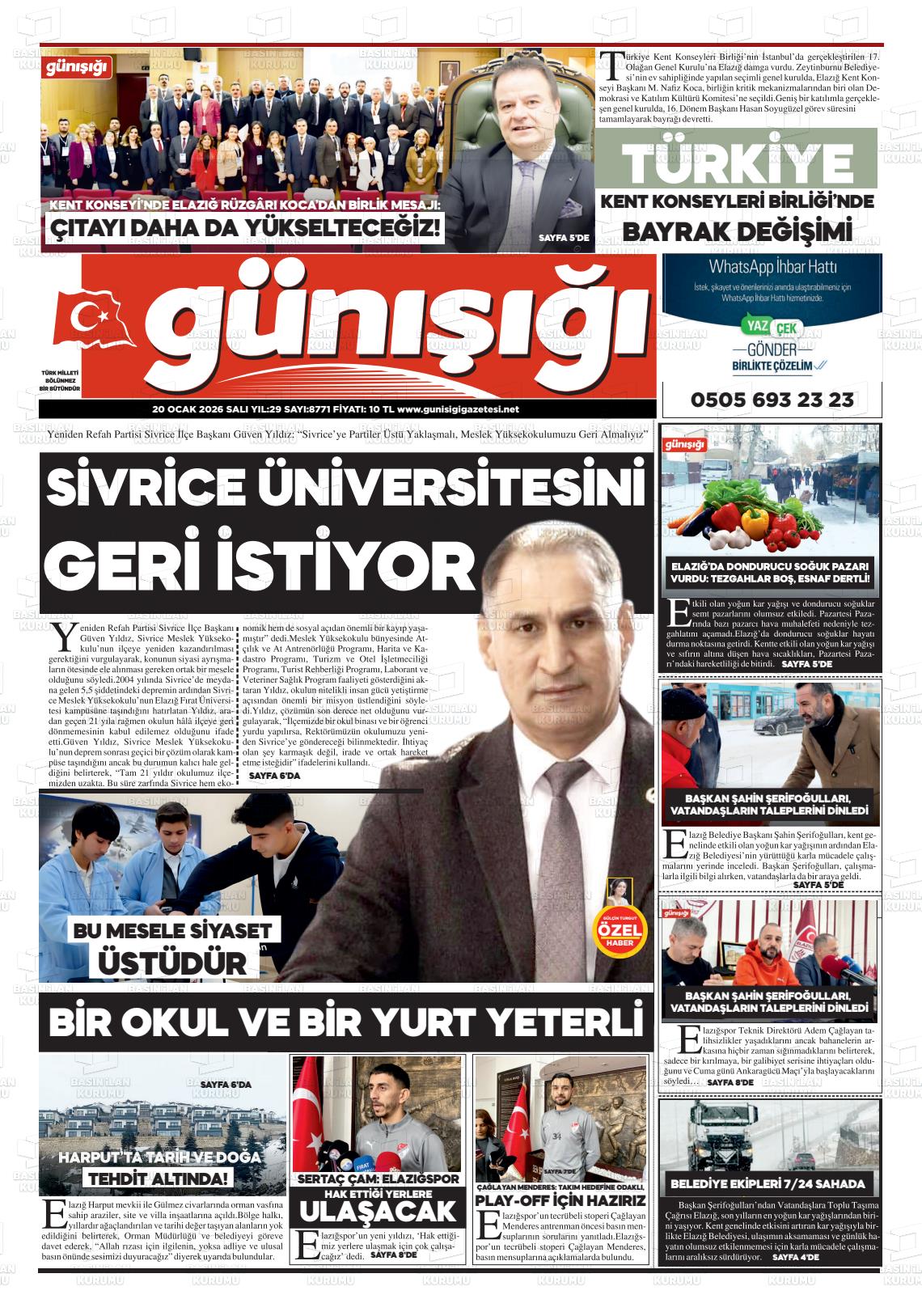 Elazig Gunisigi 20.01.2026