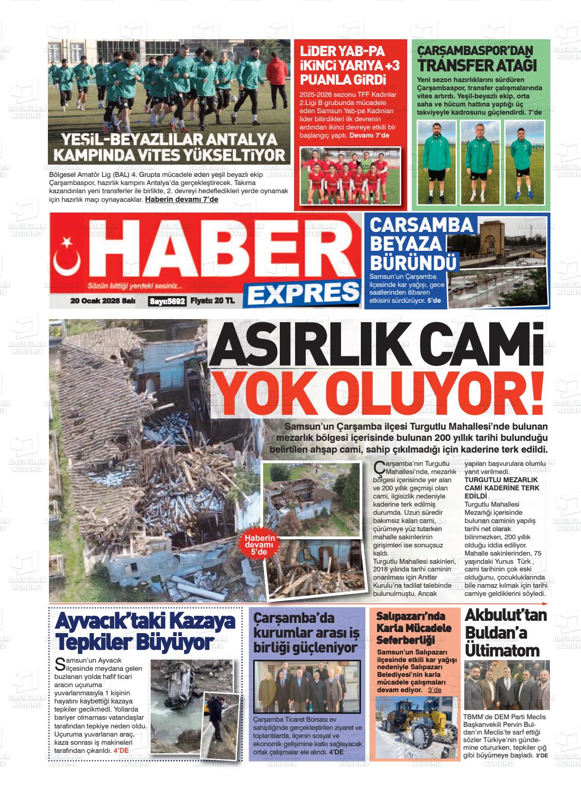 Samsun Haberexpres 20.01.2026