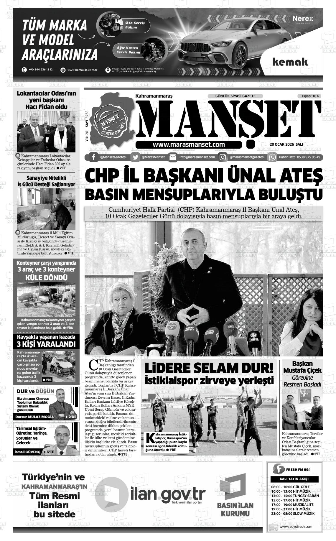 Kahramanmaras Manset 20.01.2026