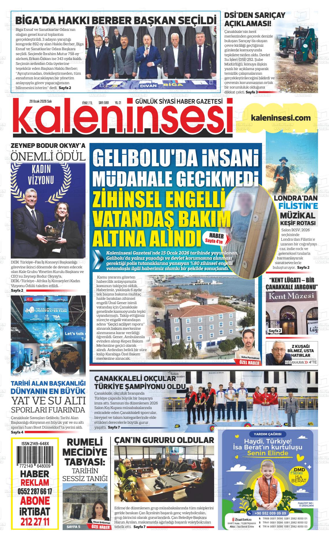 Canakkale Kaleninsesi 20.01.2026
