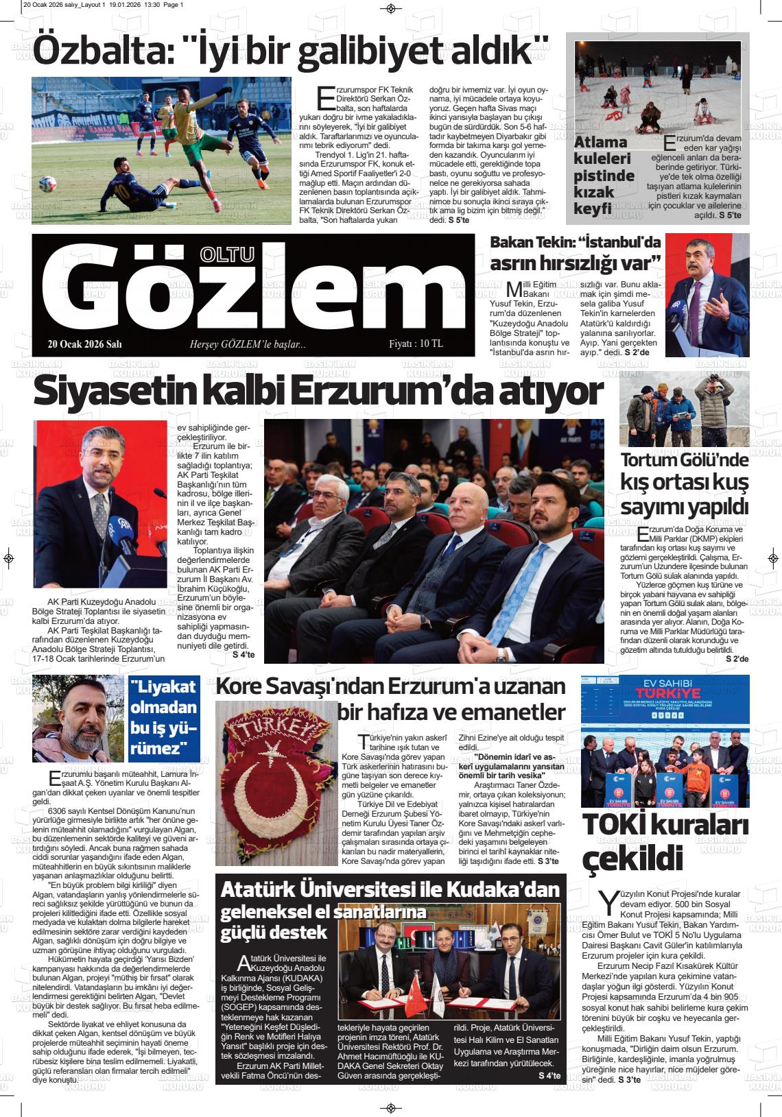 Erzurum Oltugozlem 20.01.2026