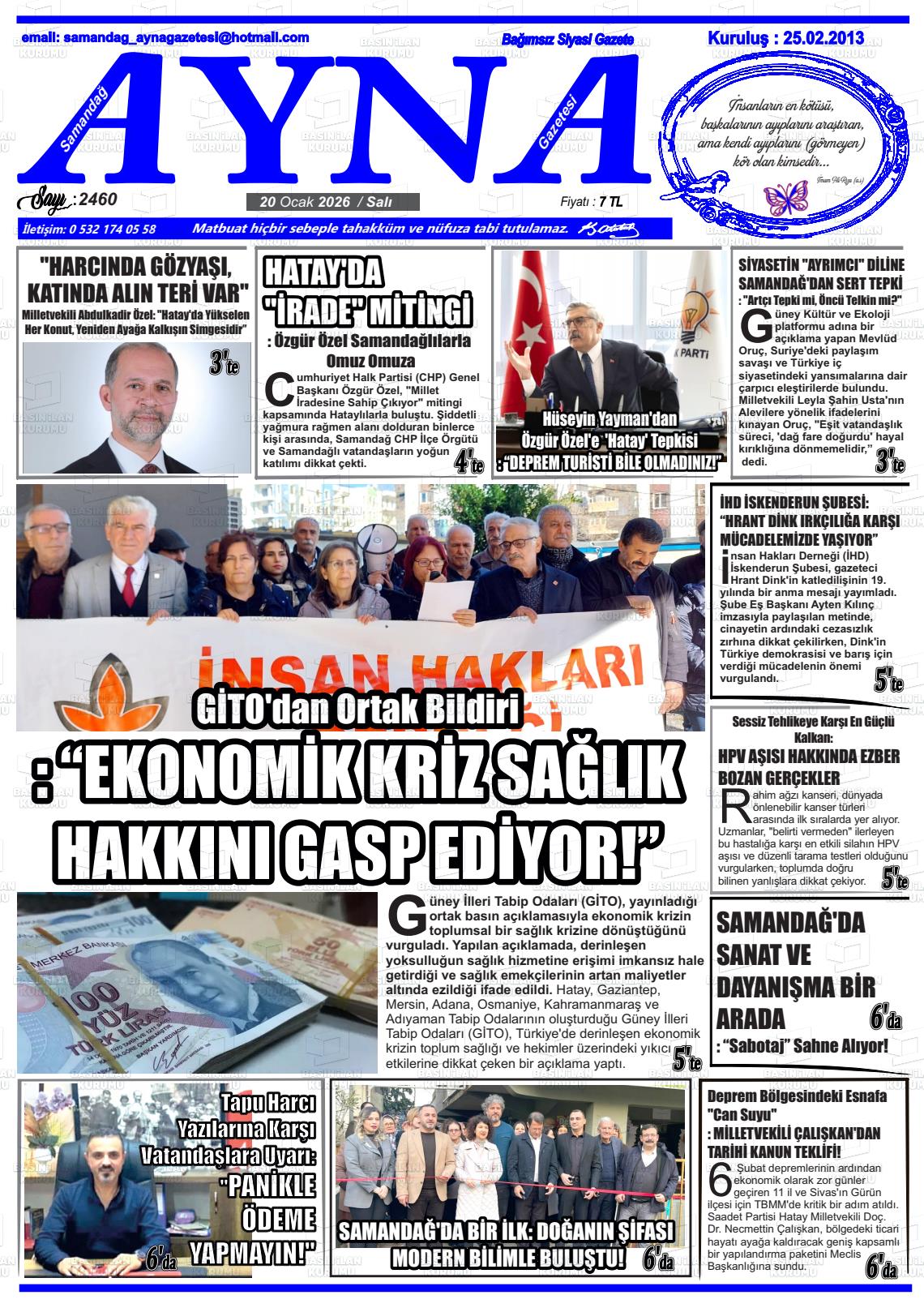 Hatay Samandagayna 20.01.2026