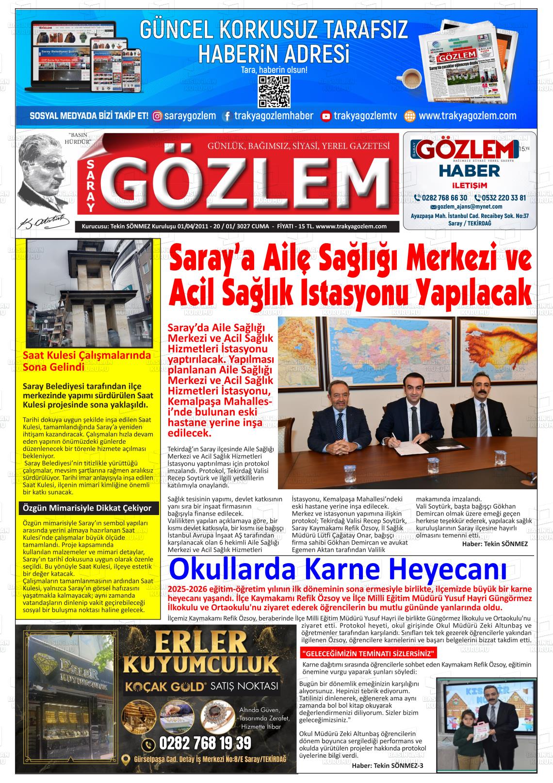 Tekirdag Saraygozlem 20.01.2026