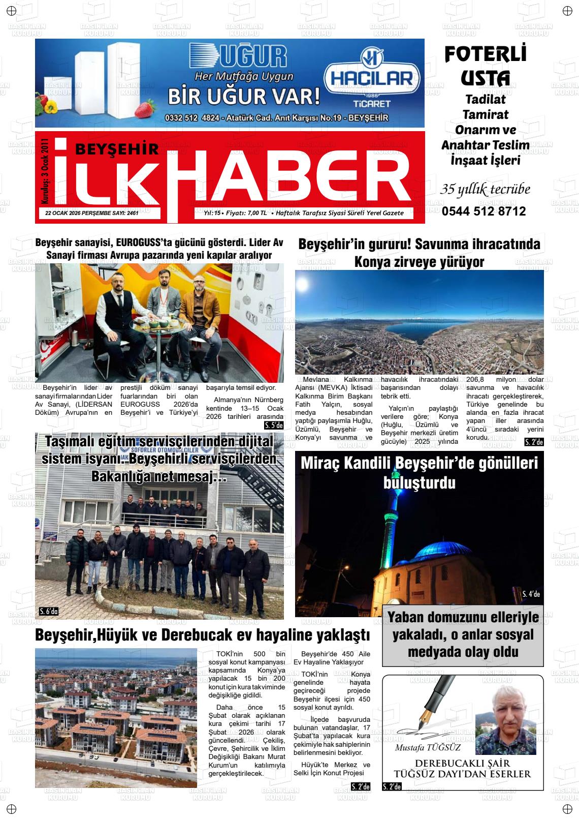 Konya Beysehirilkhaber 22.01.2026