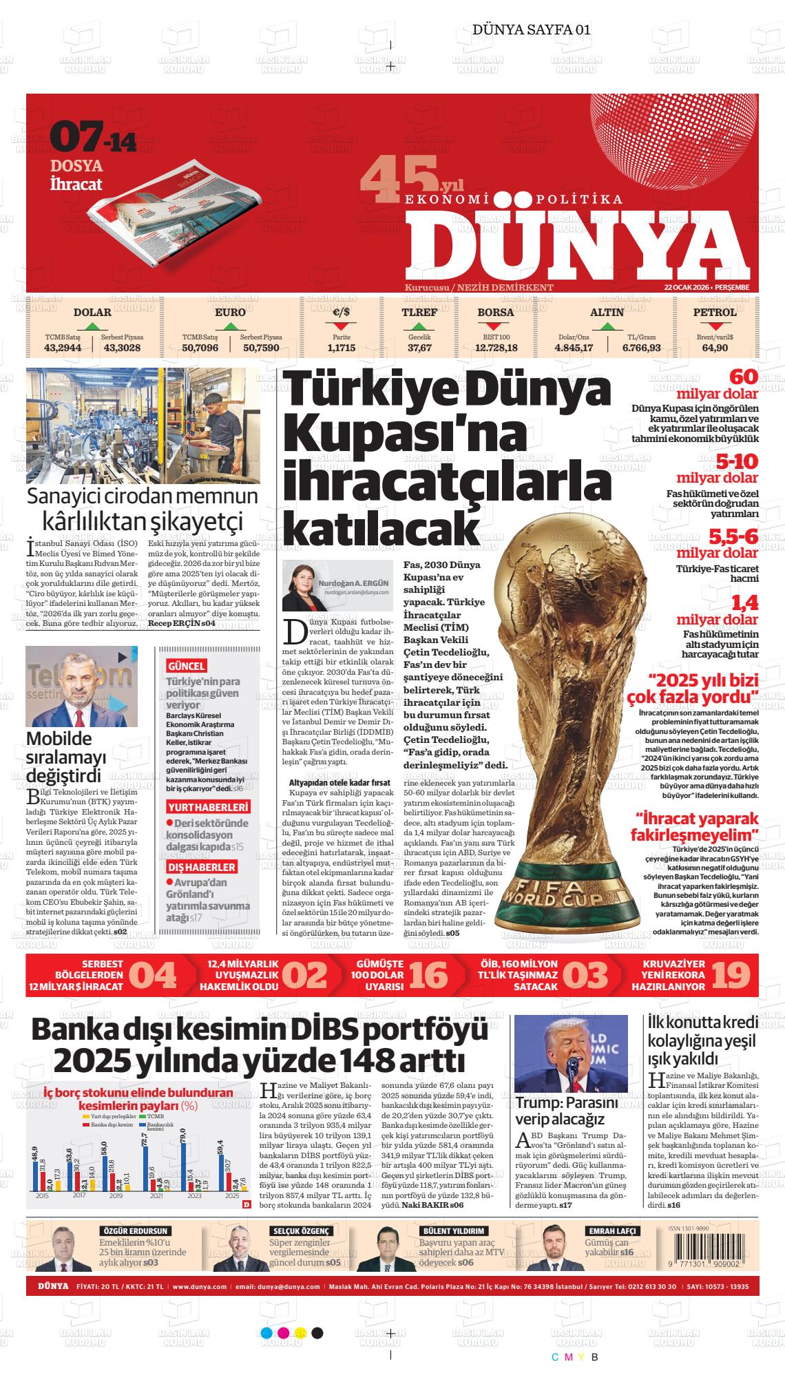 Dünya Gazetesi 22.01.2026
