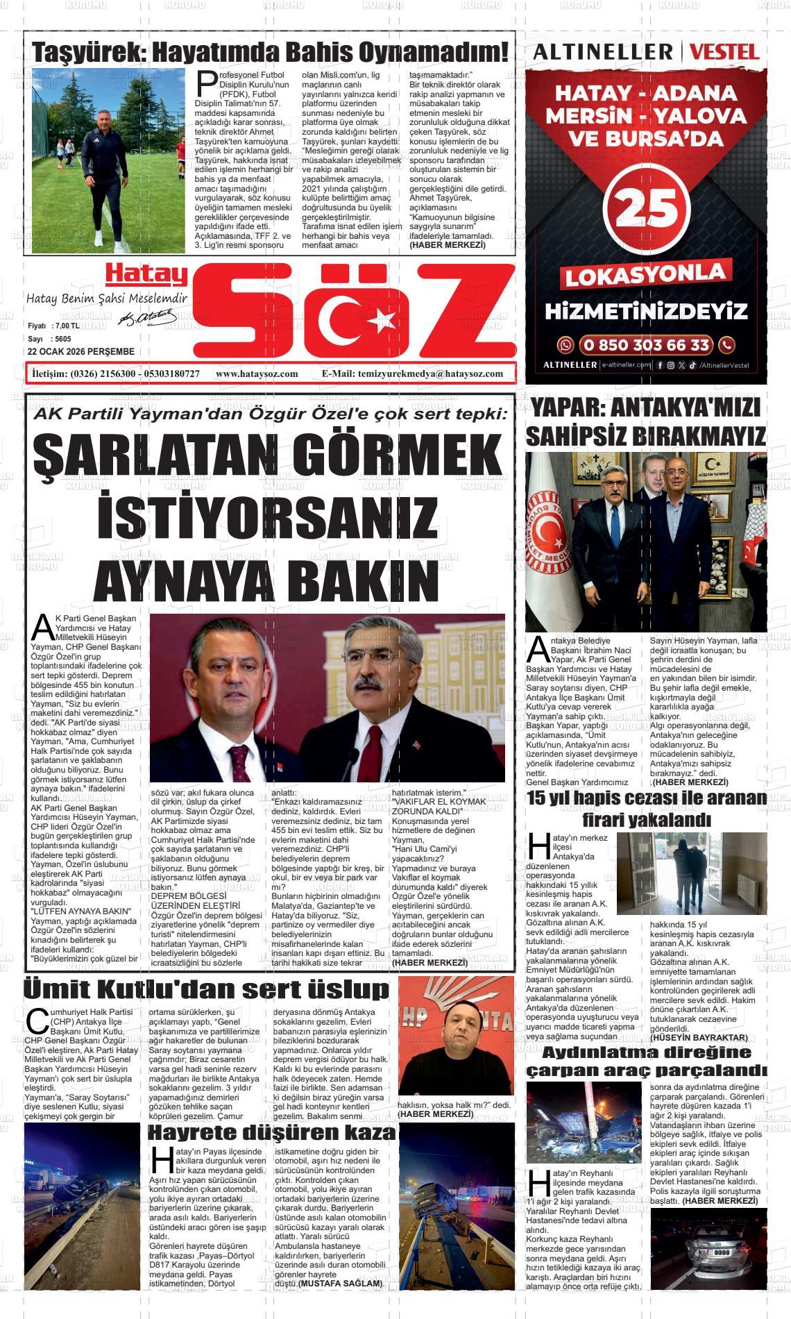 Hatay Soz 22.01.2026