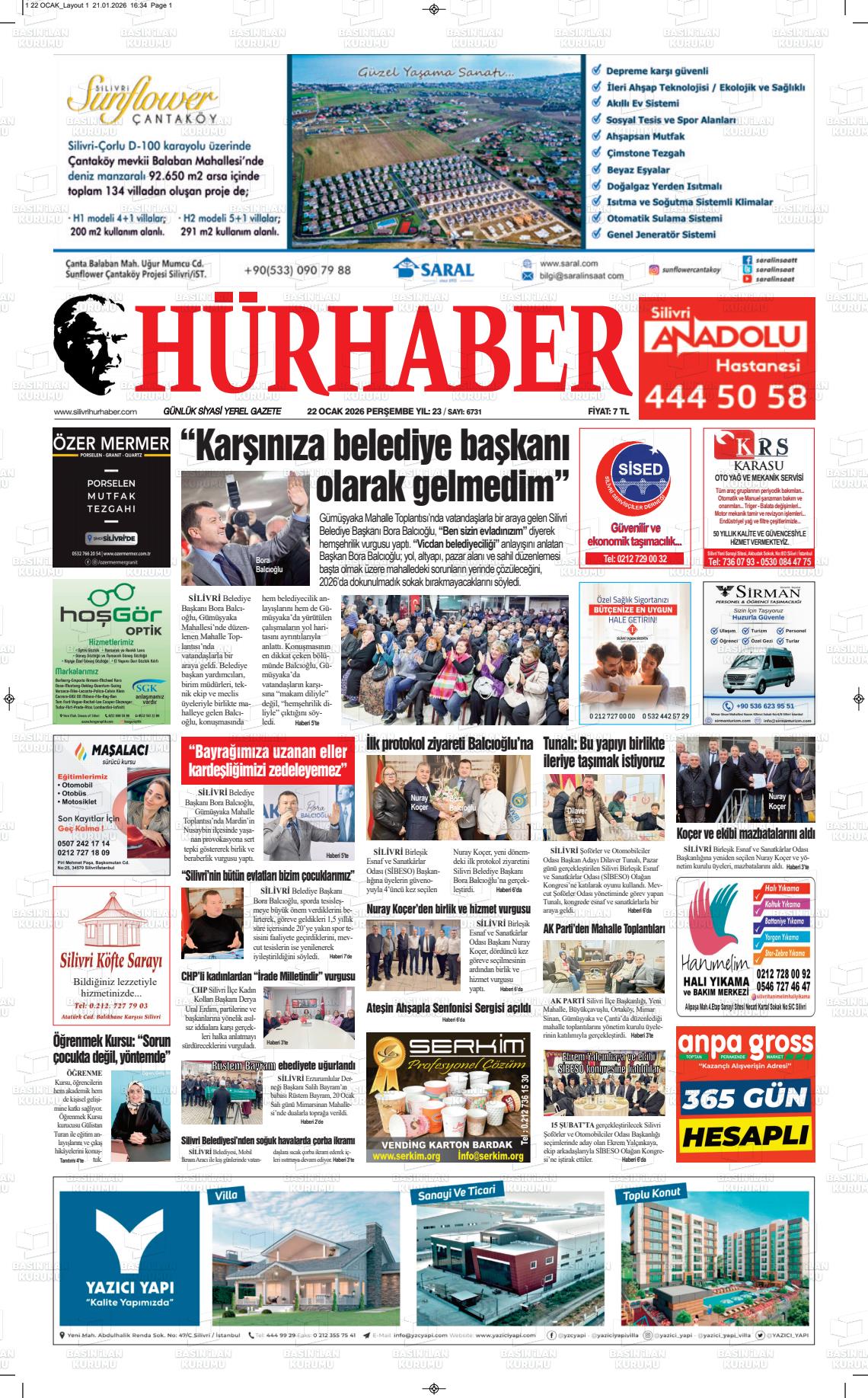 Hür Haber Gazetesi 22.01.2026