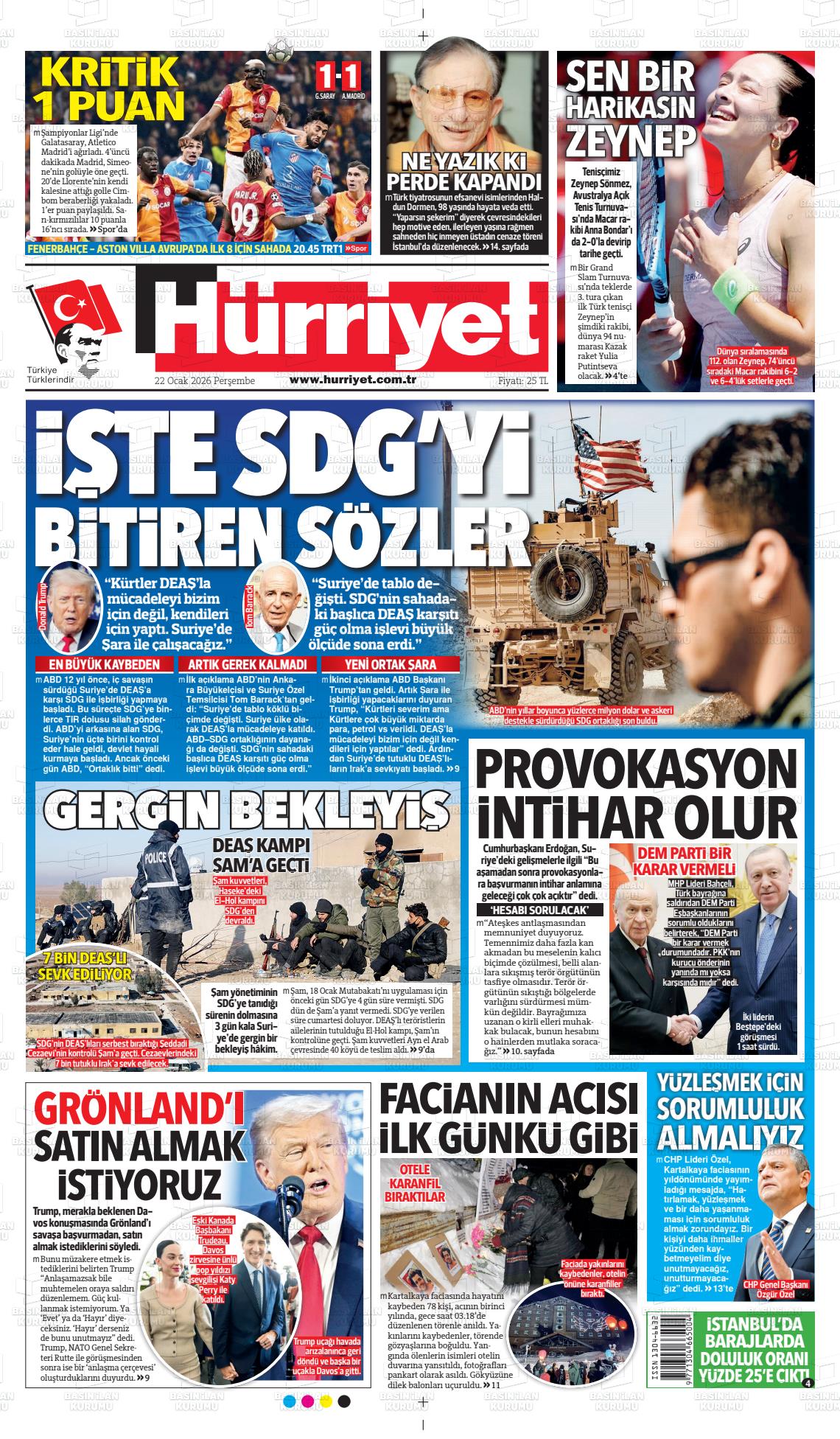 Hürriyet Gazetesi 22.01.2026