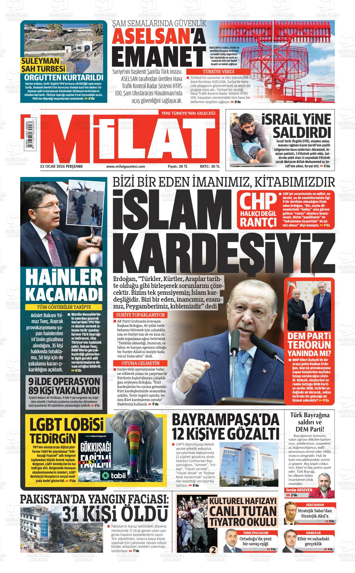 Milat Gazetesi 22.01.2026