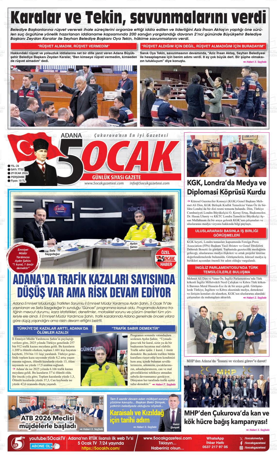 Adana 5 Ocak 29.01.2026