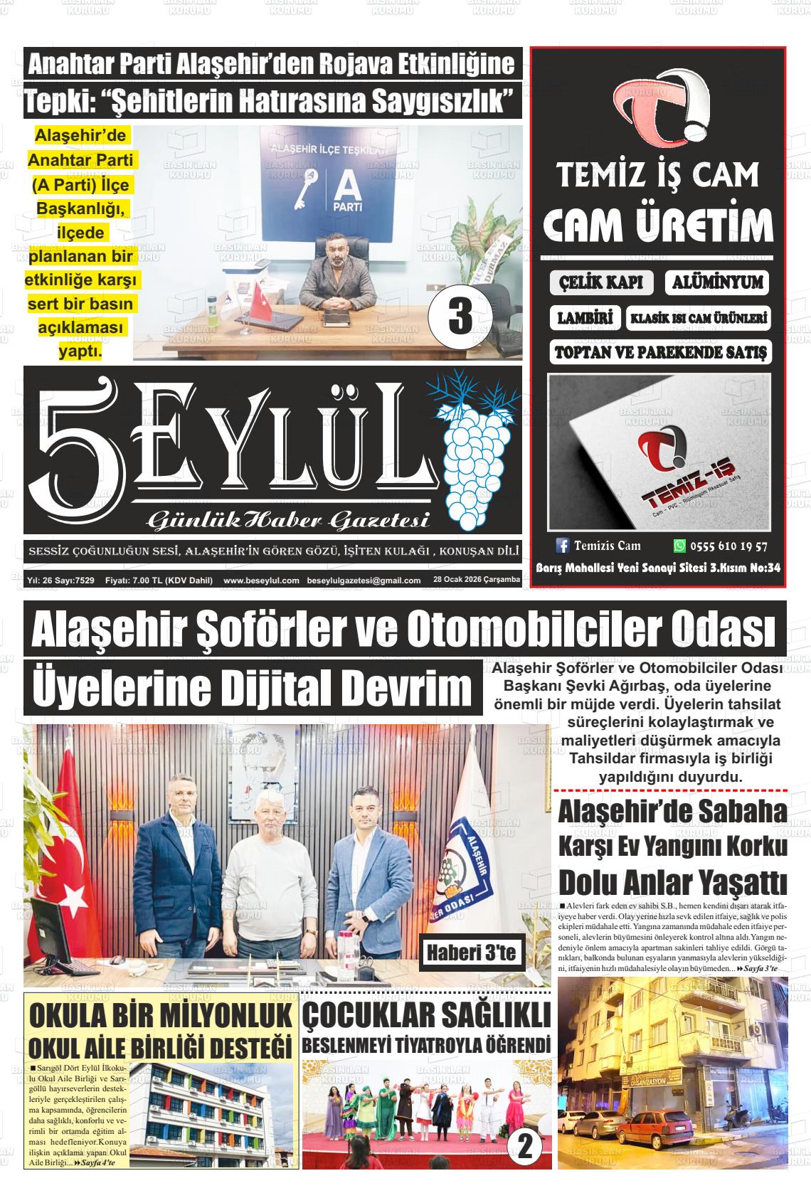 Manisa Alasehir 5 Eylul 29.01.2026