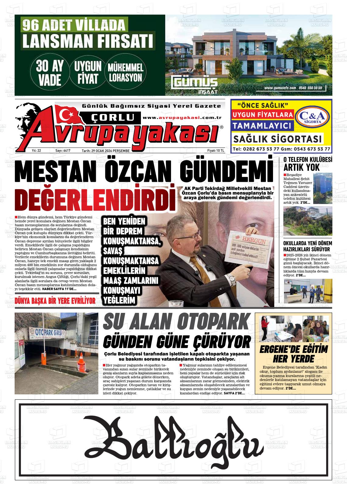 Tekirdag Avrupayakasi 29.01.2026