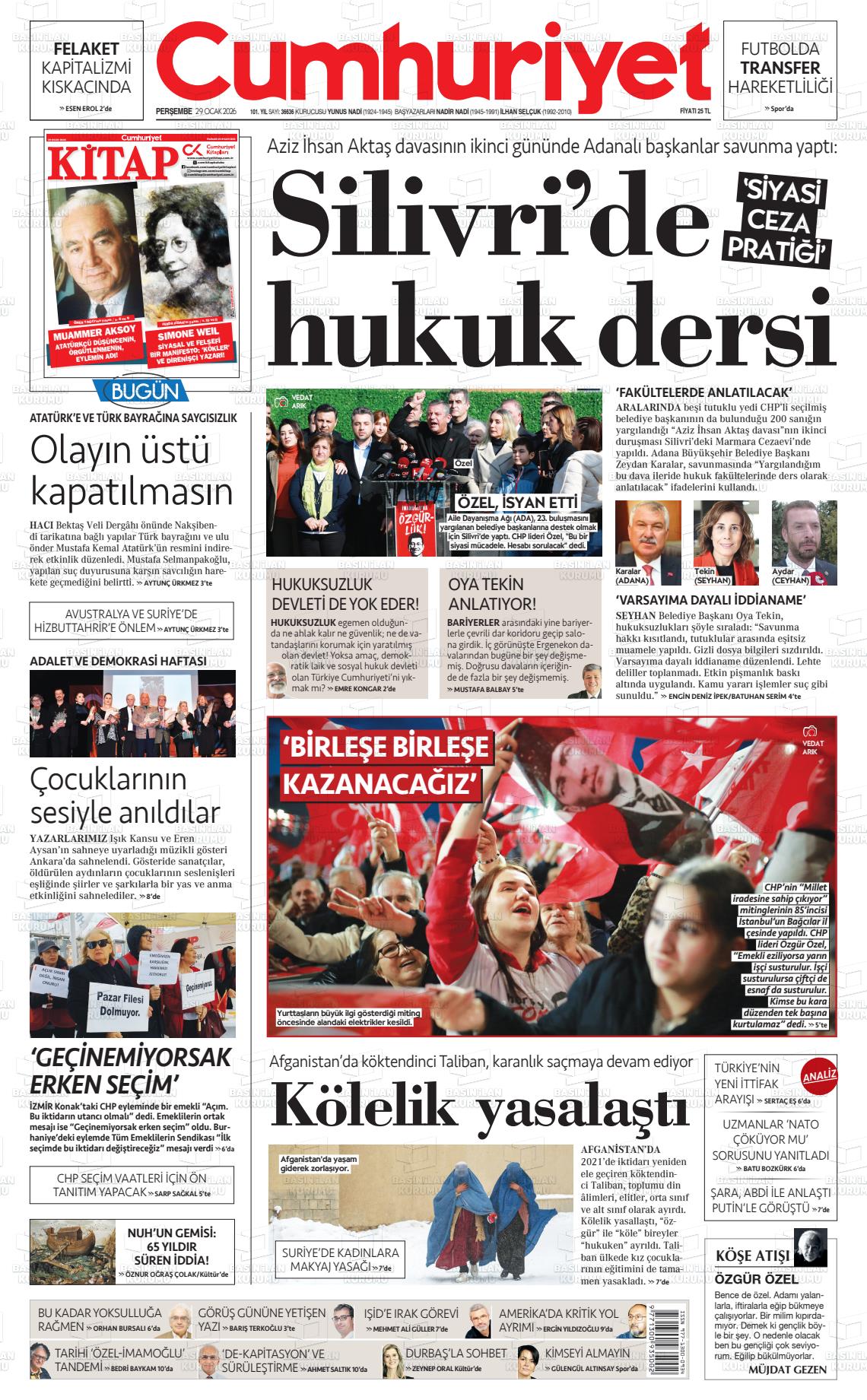 Cumhuriyet Gazetesi 29.01.2026