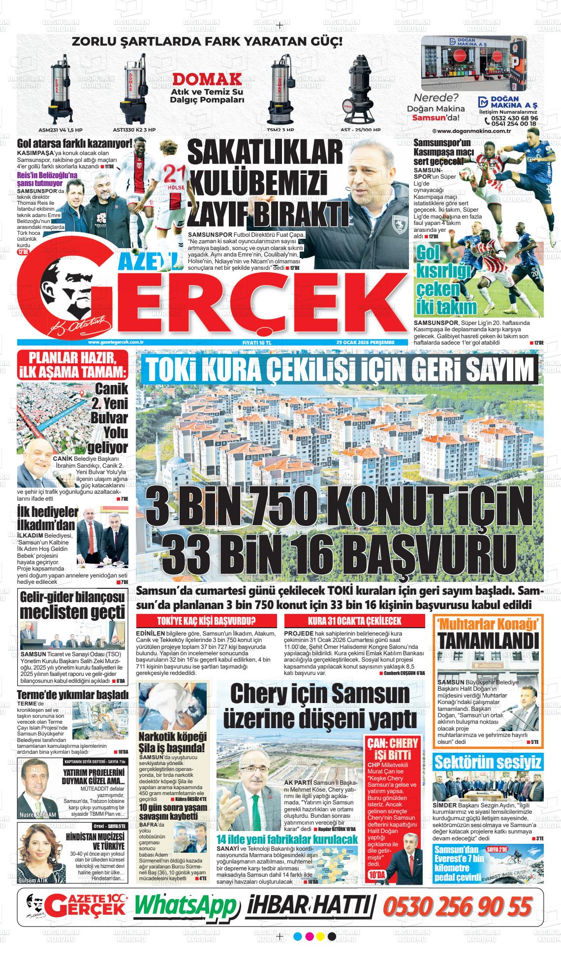 Samsun Gazetegercek 29.01.2026