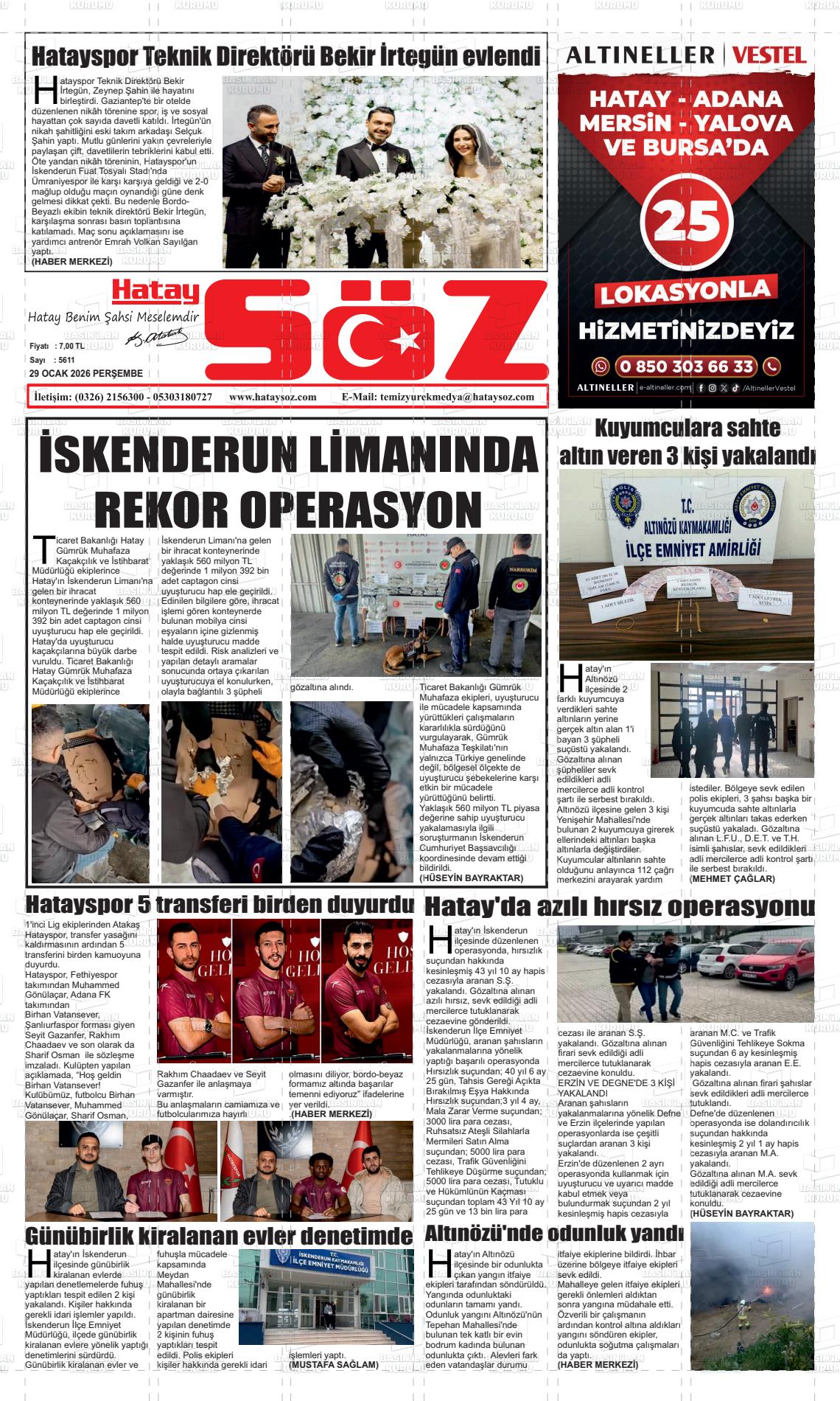 Hatay Soz 29.01.2026