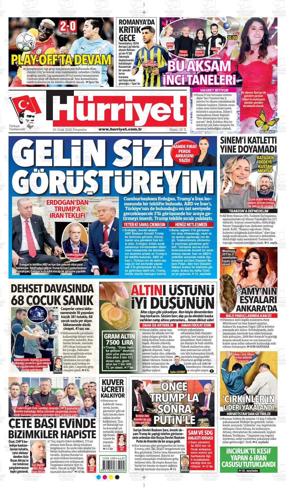 Hürriyet Gazetesi 29.01.2026