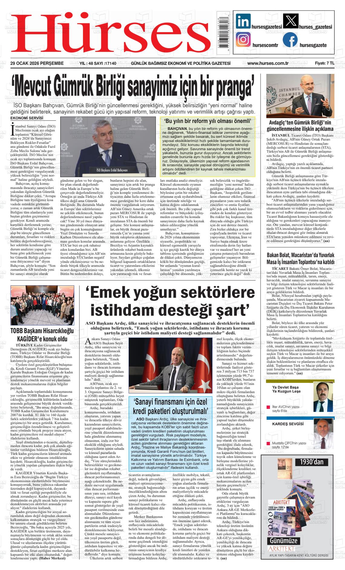 Hürses Gazetesi 29.01.2026