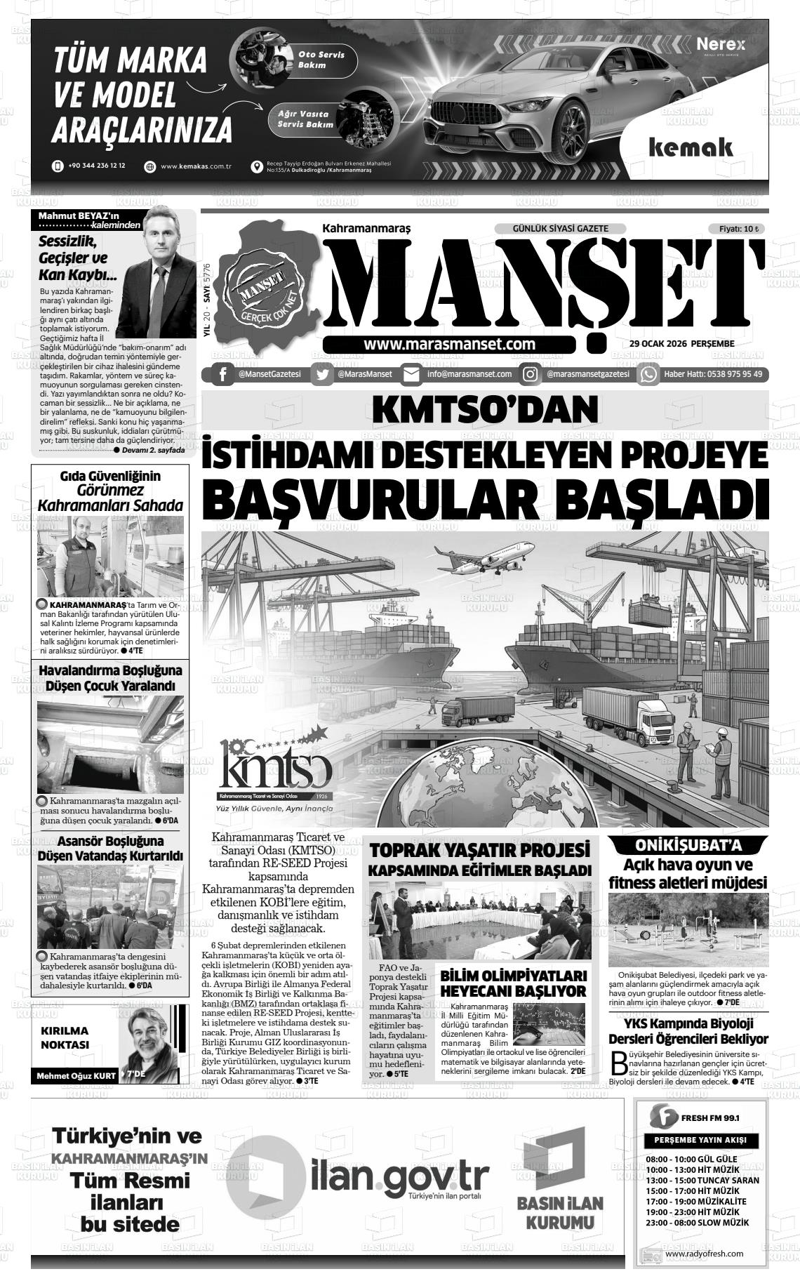 Kahramanmaras Manset 29.01.2026