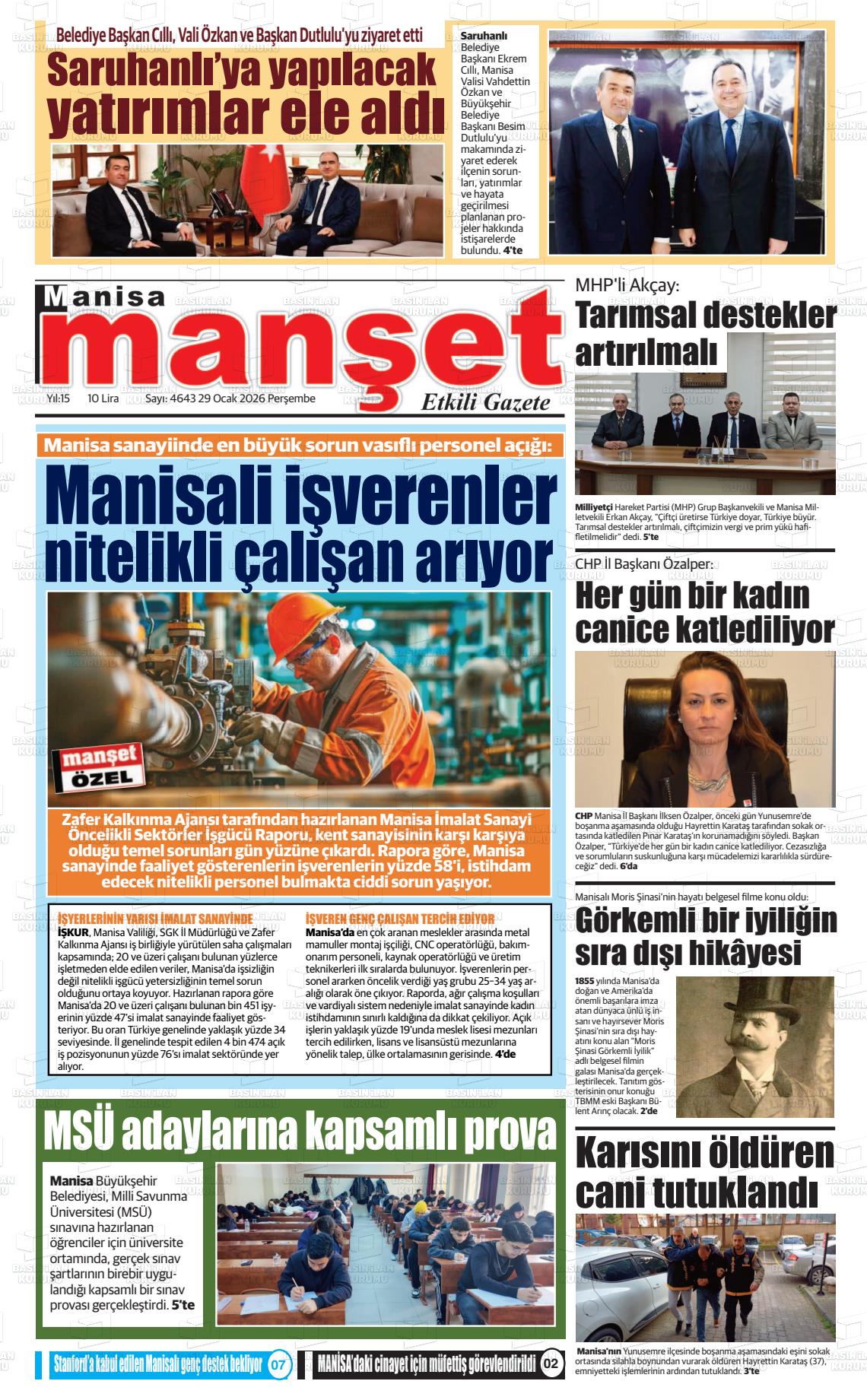 Manisa Manset 29.01.2026