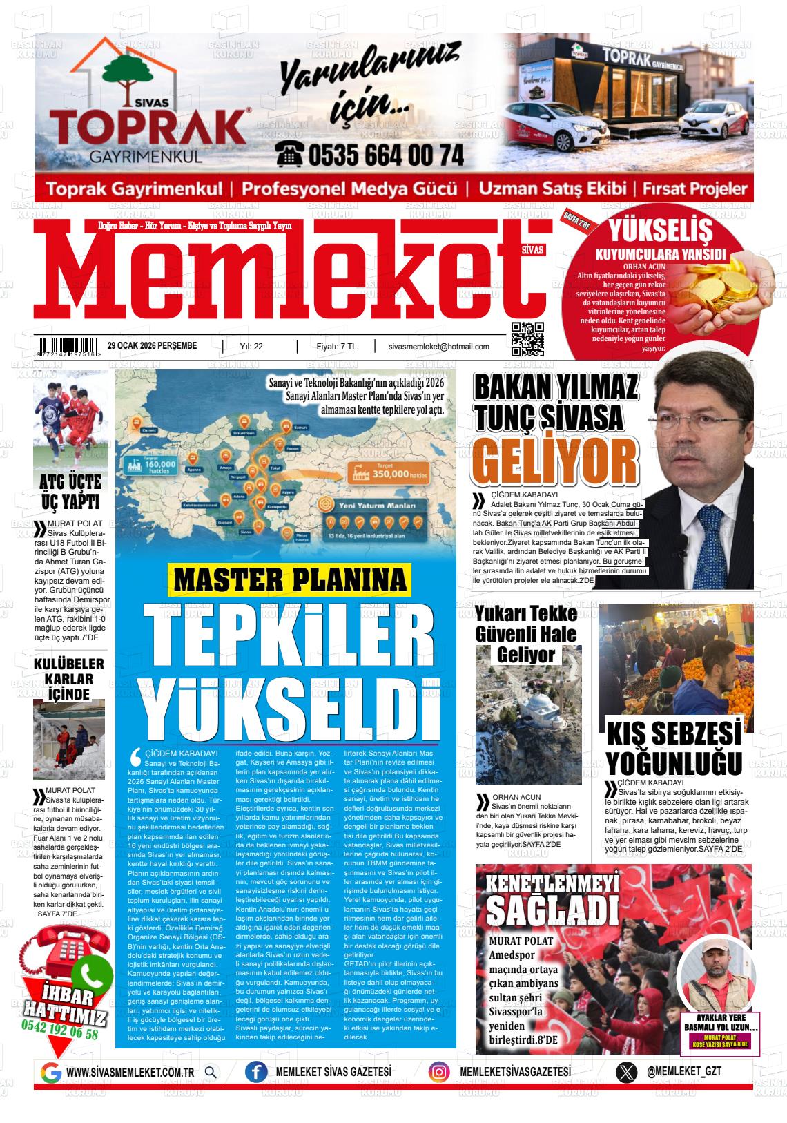 Sivas Memleket 29.01.2026