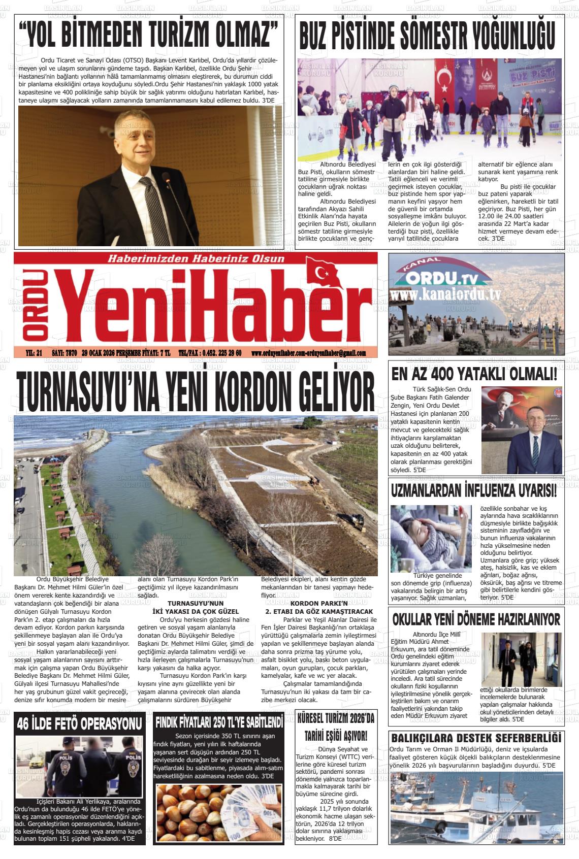 Ordu Yenihaber 29.01.2026