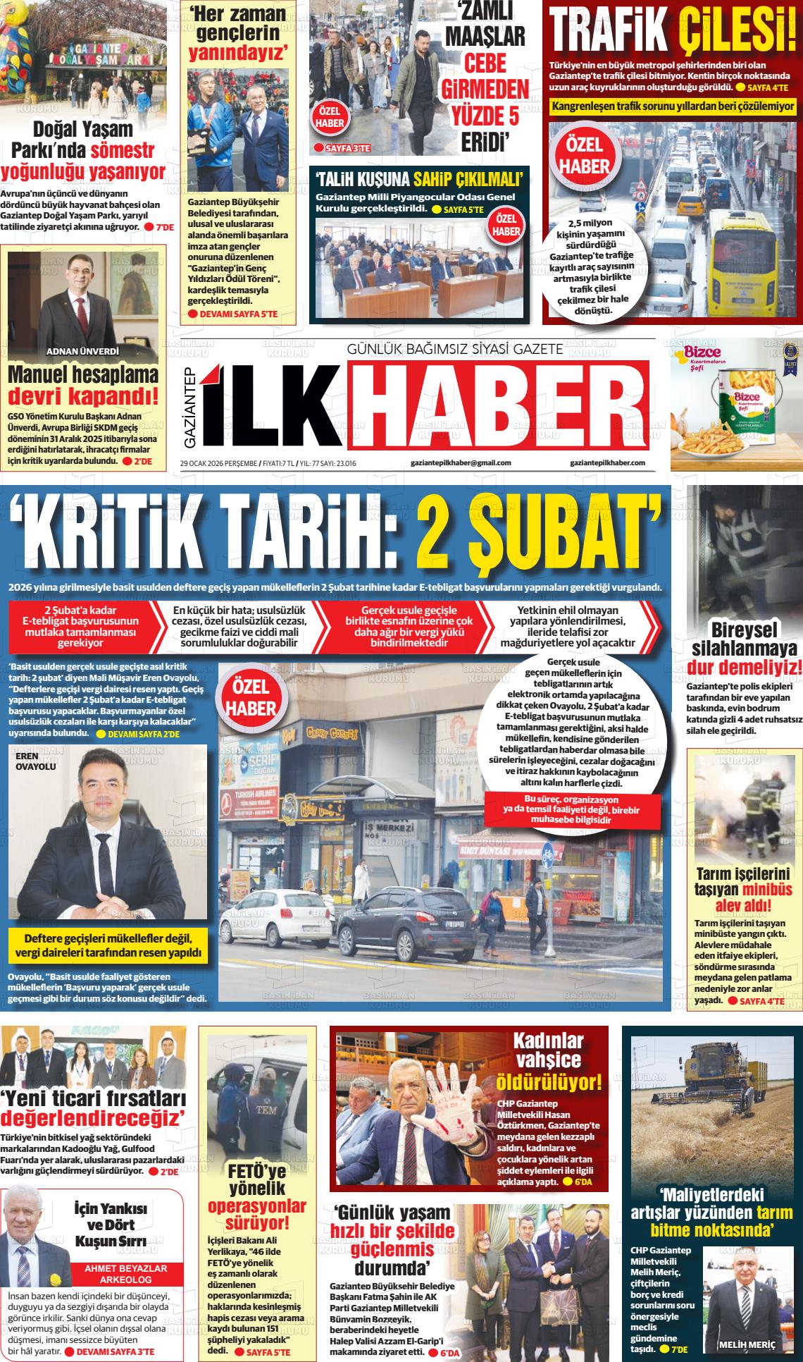 Gaziantep Sabah 29.01.2026