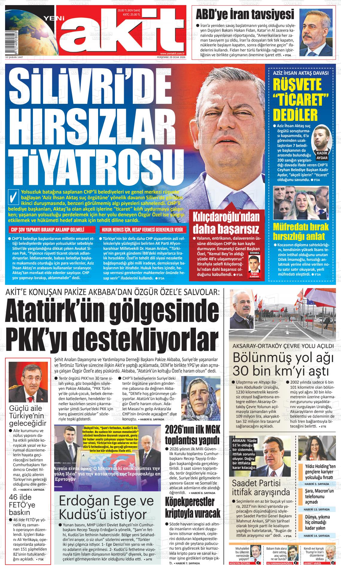 Yeni Akit Gazetesi 29.01.2026