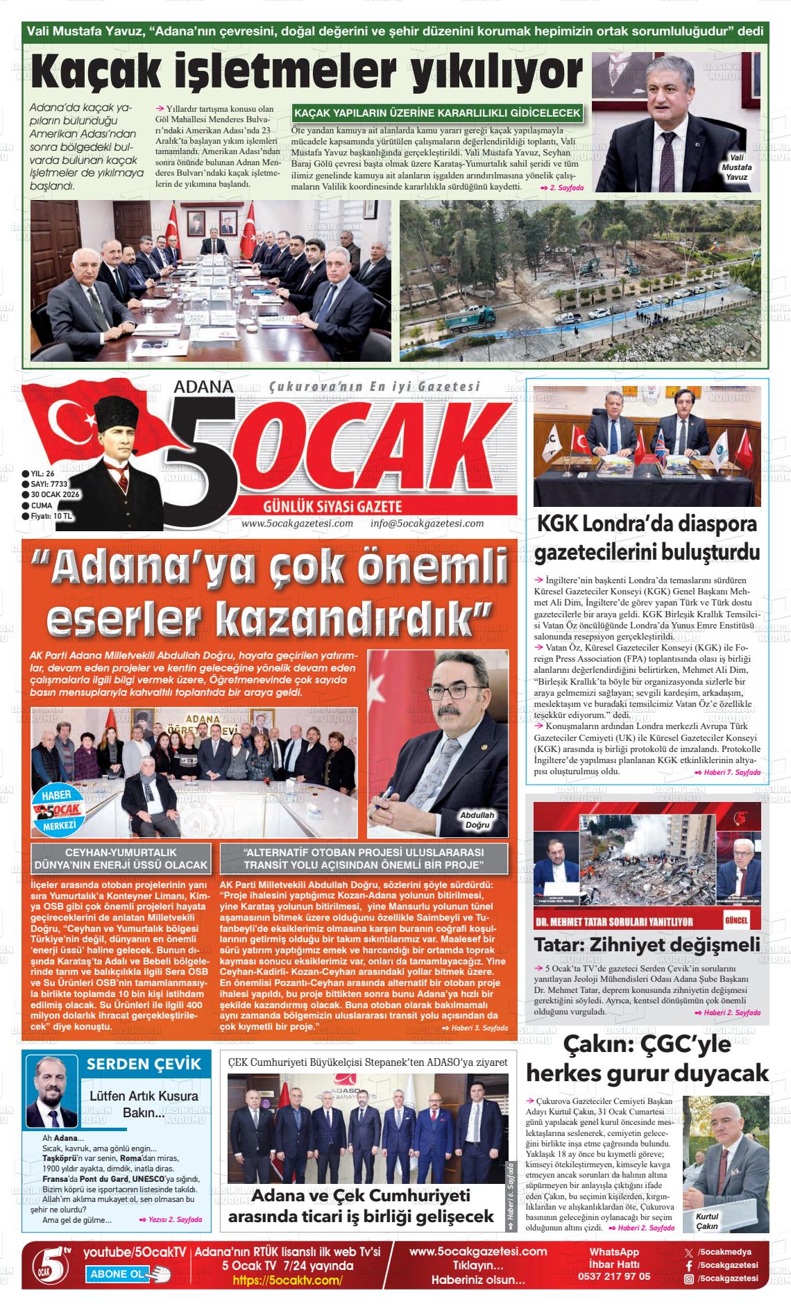 Adana 5 Ocak 30.01.2026