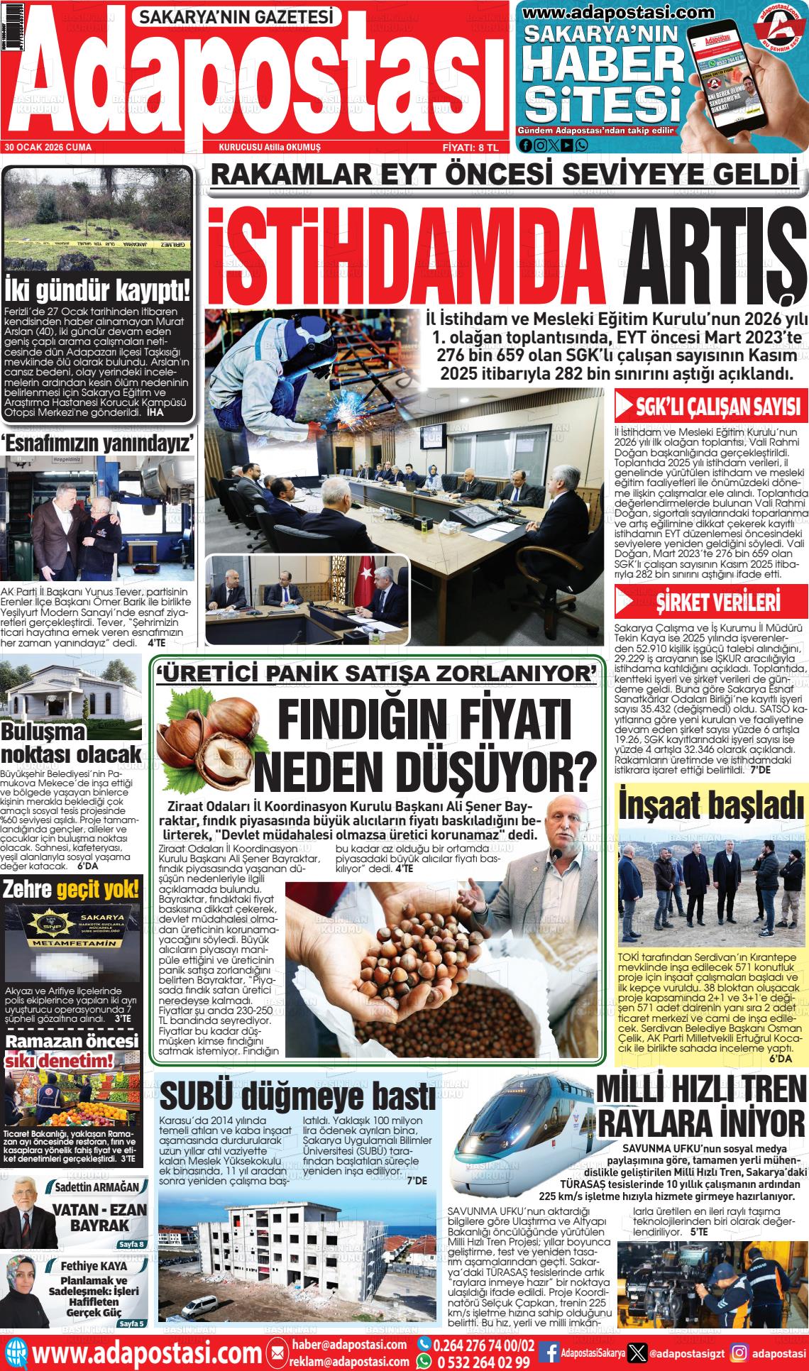 Sakarya Adapostasi 30.01.2026