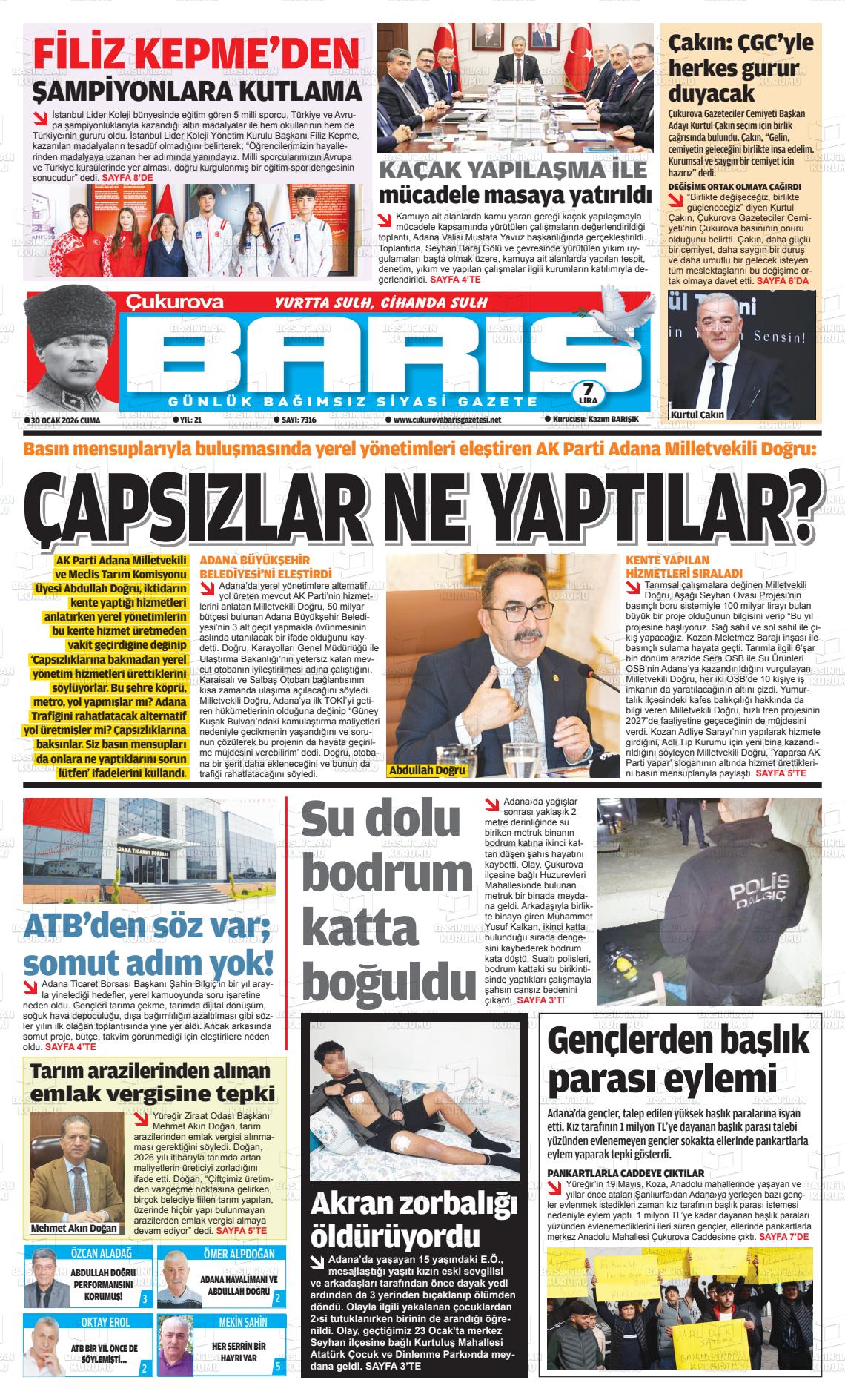 Adana Cukurovabaris 30.01.2026