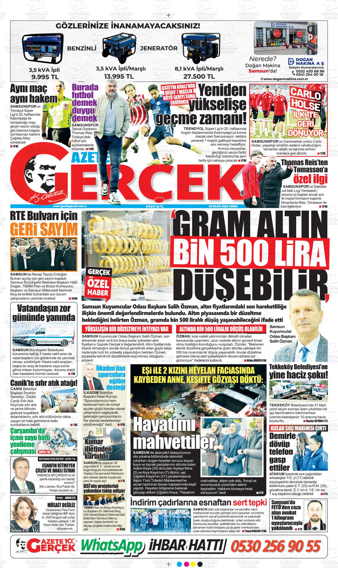 Samsun Gazetegercek 30.01.2026