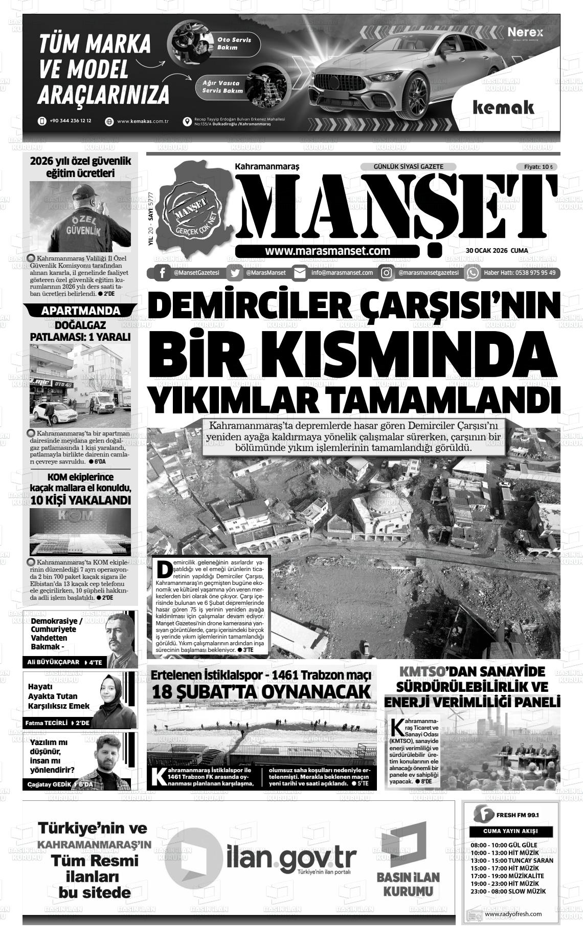 Kahramanmaras Manset 30.01.2026