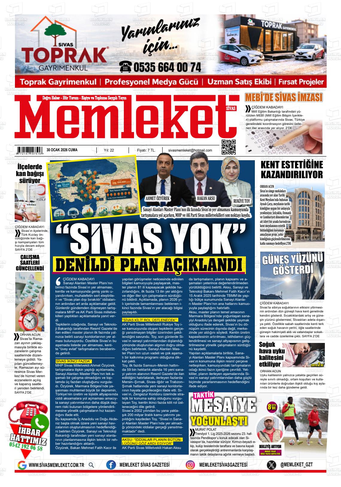 Sivas Memleket 30.01.2026