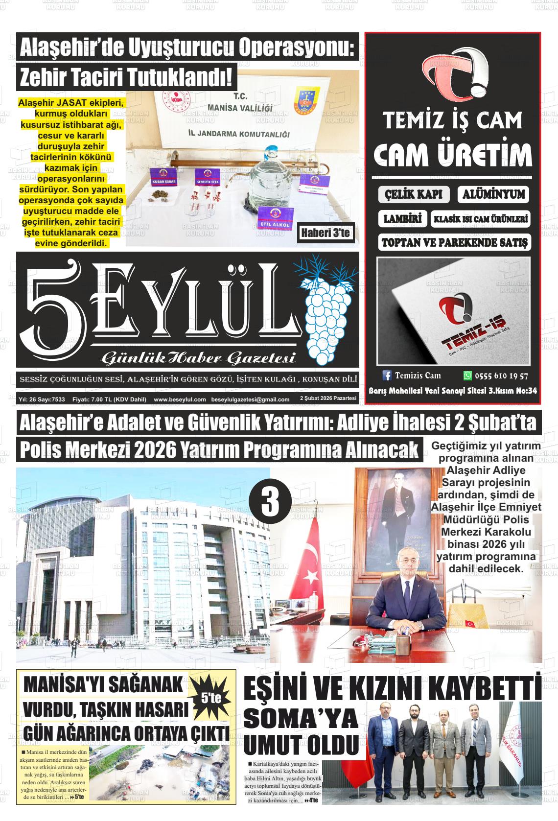 Manisa Alasehir 5 Eylul 02.02.2026