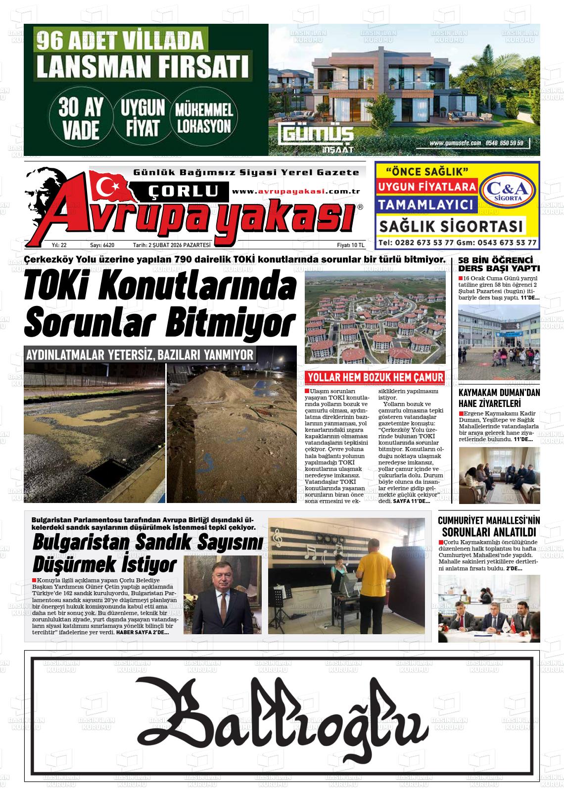 Tekirdag Avrupayakasi 02.02.2026