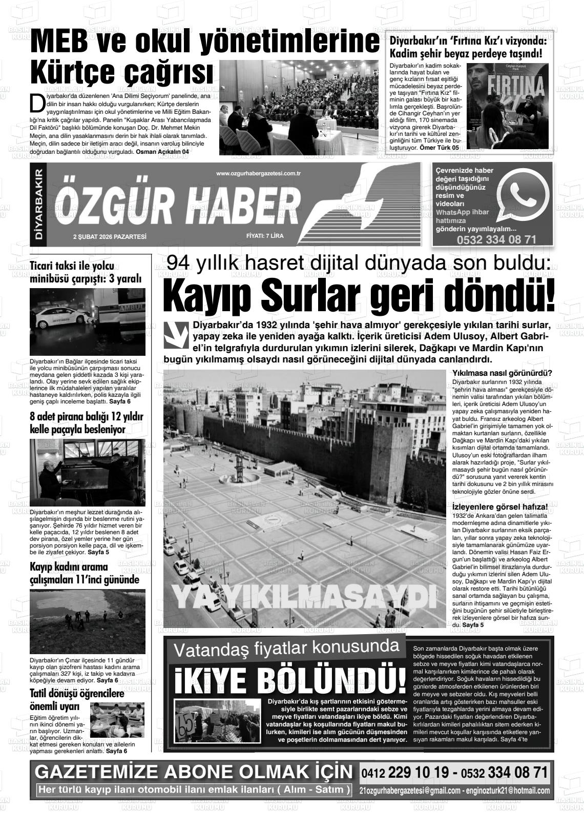 Diyarbakir Ozgurhaber 02.02.2026