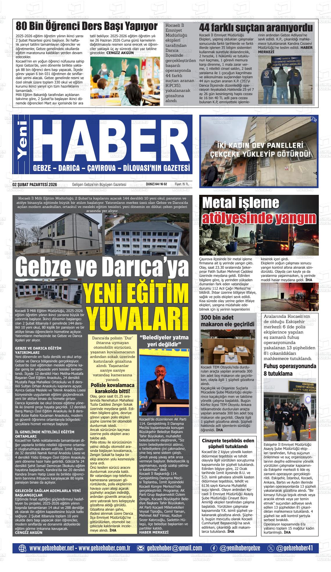 Kocaeli Gebzehaber 02.02.2026