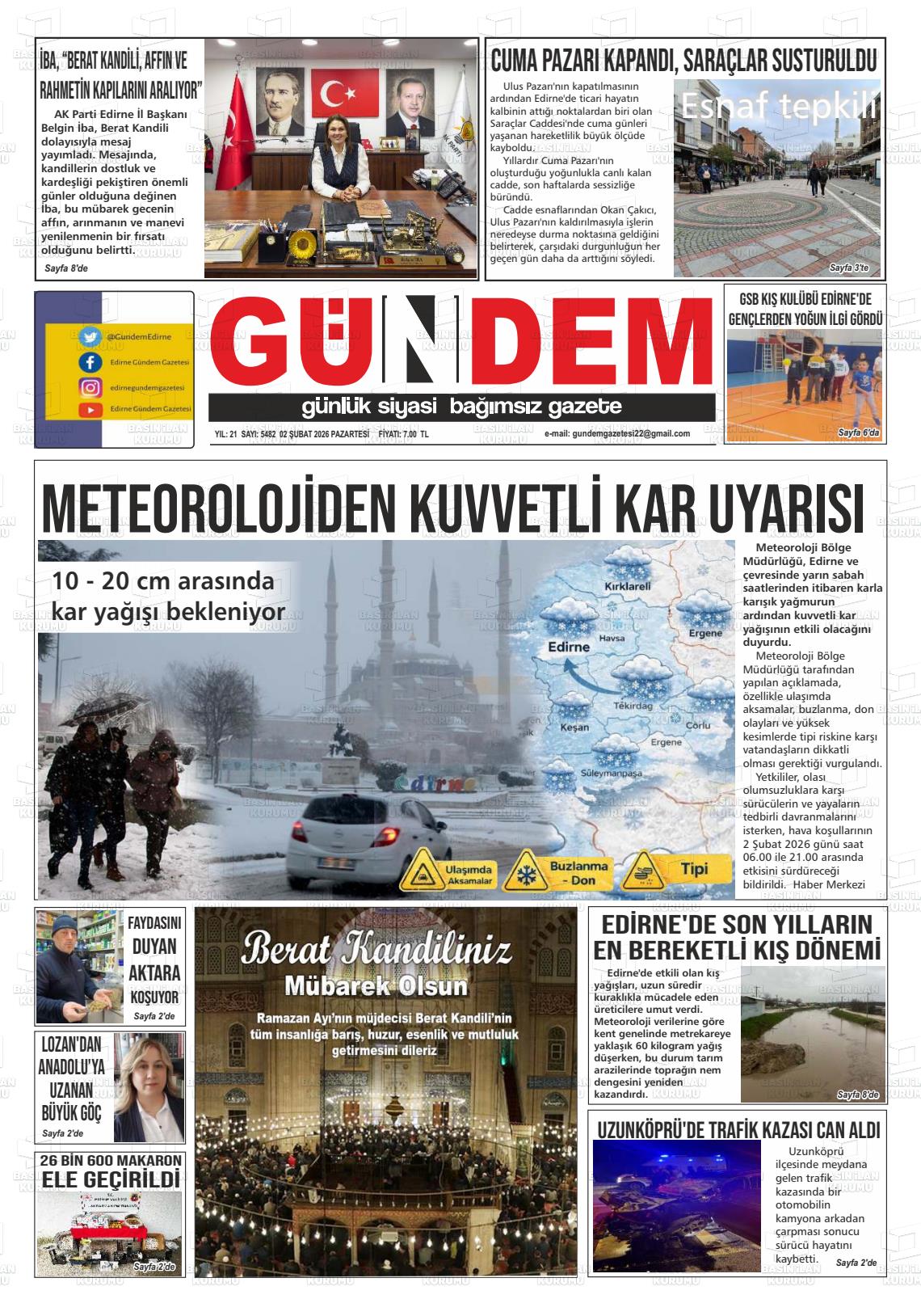 Edirne Gundem 02.02.2026