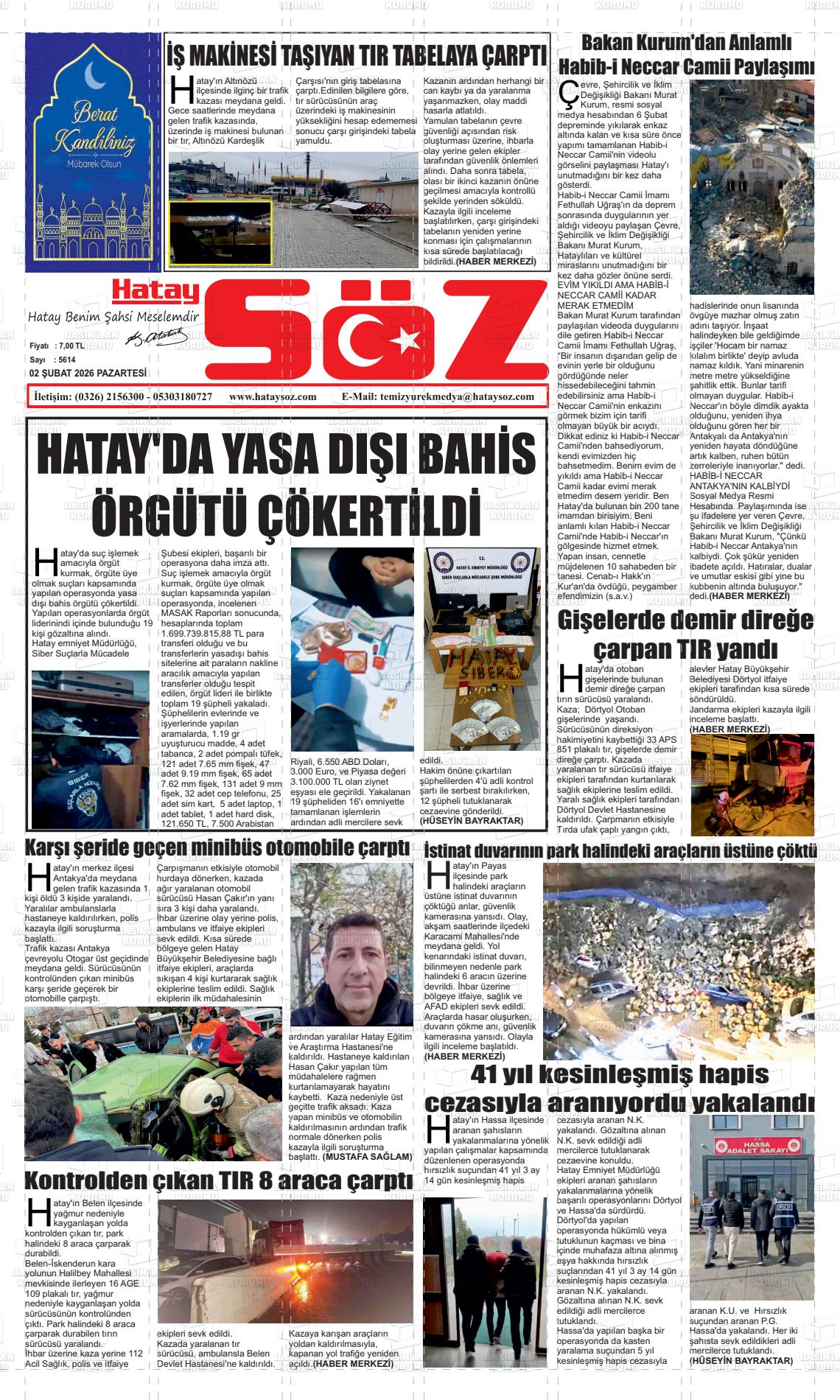 Hatay Soz 02.02.2026