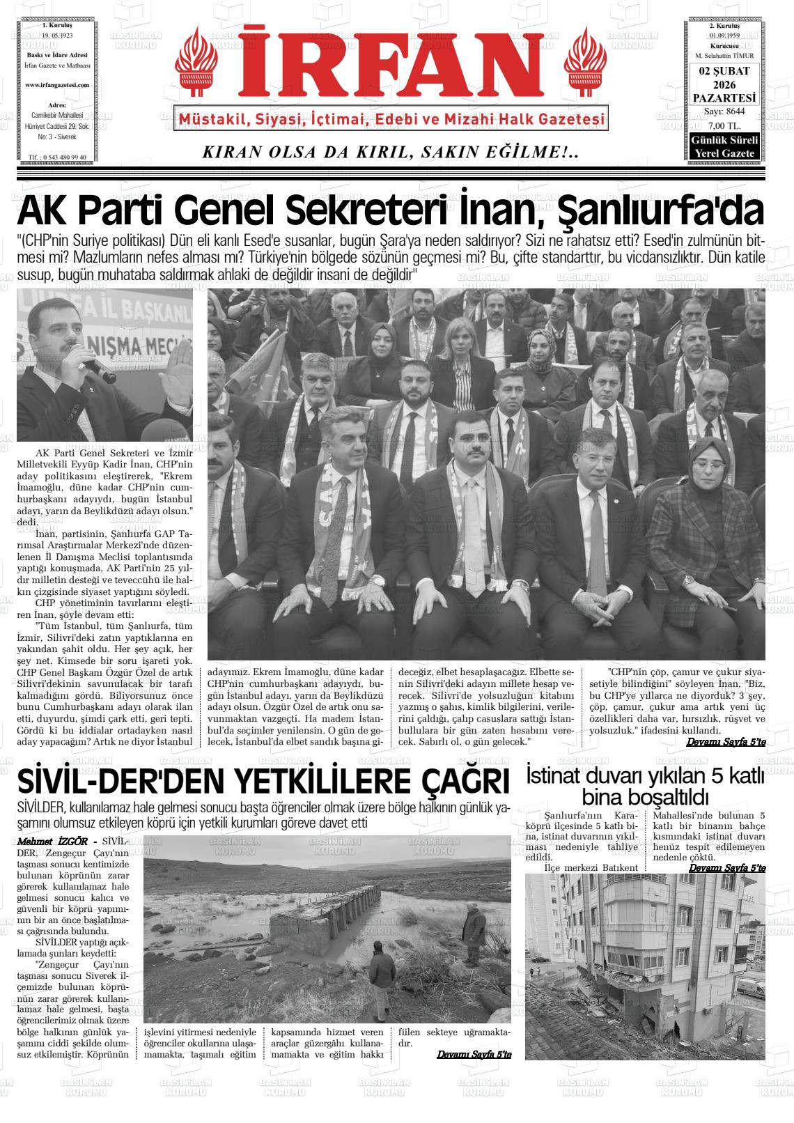 Sanliurfa Irfan 02.02.2026