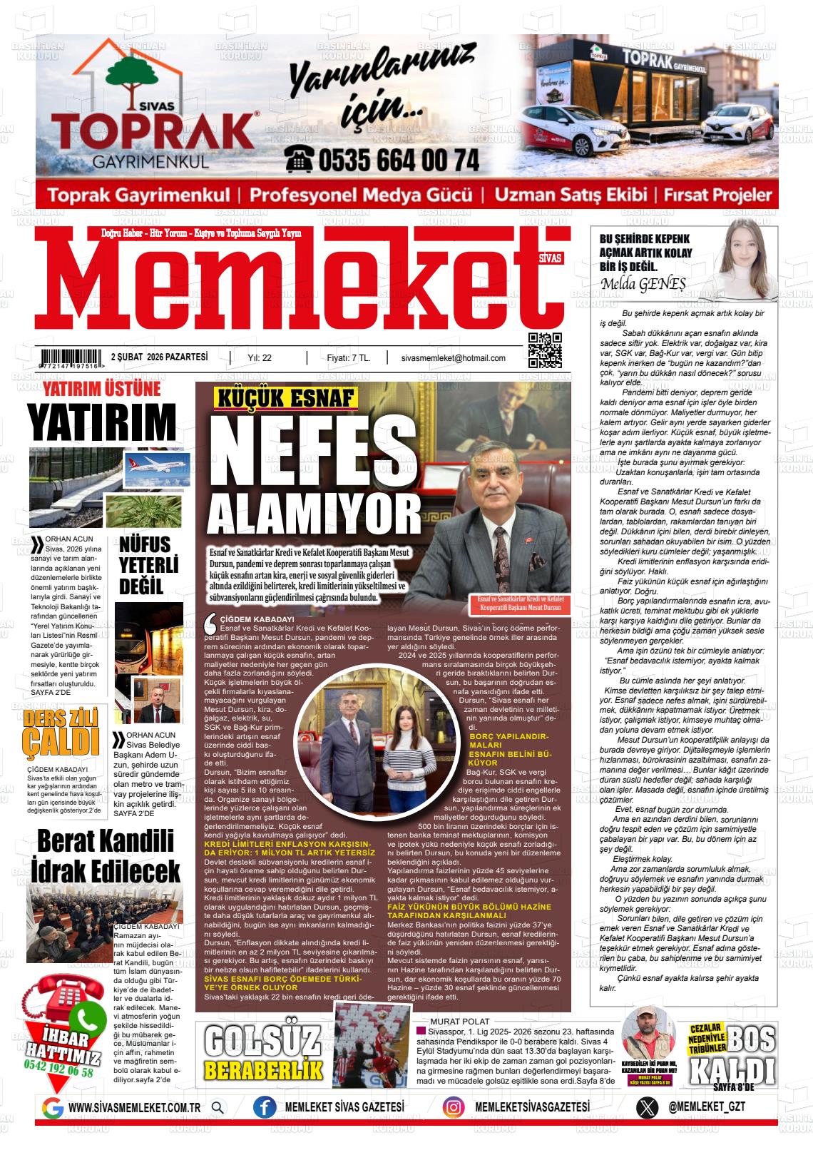 Sivas Memleket 02.02.2026