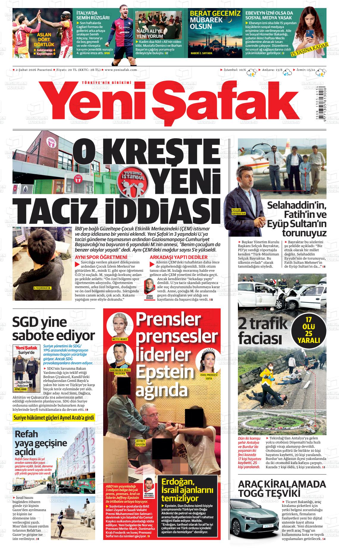 Yeni Şafak Gazetesi 02.02.2026